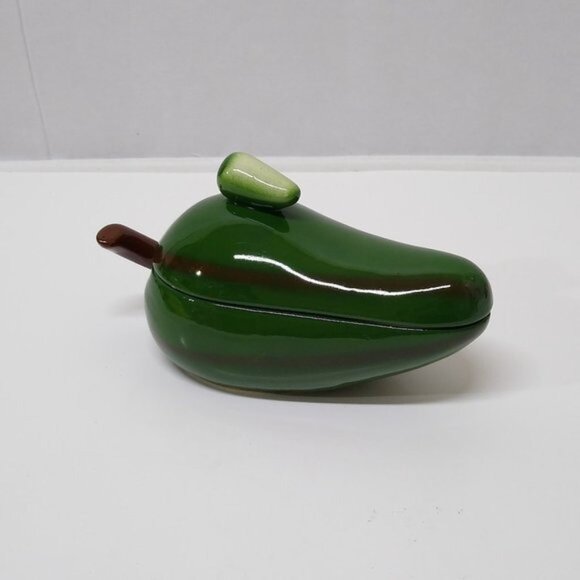 Jalapeno Pepper Condiment Dish w/ Lid Ladle Not Included Baby Pepper Lid Knob - Picture 2 of 7